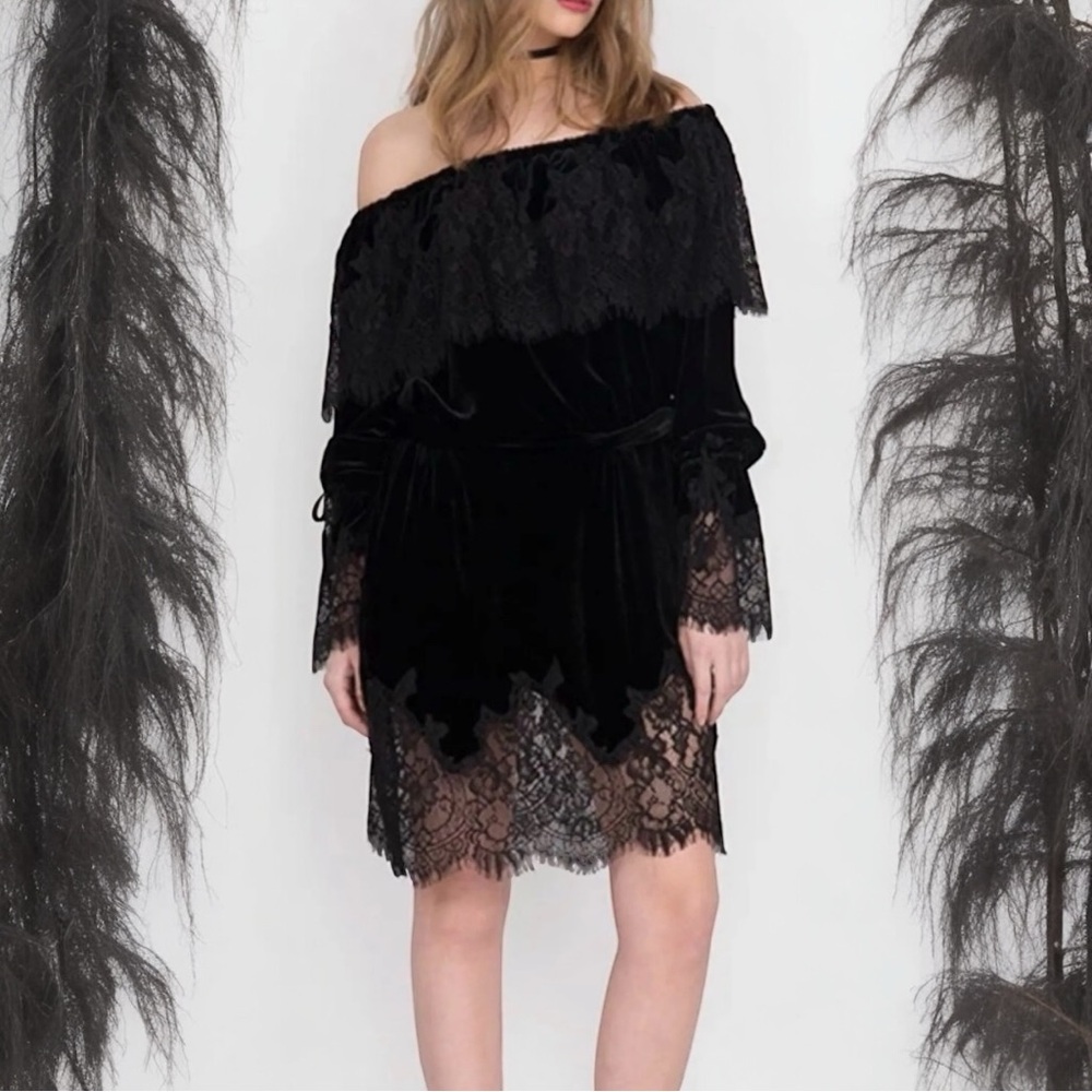 Gold Hawk Sophia Velvet Dress (Black) • $350 MSRP/Medium NWT